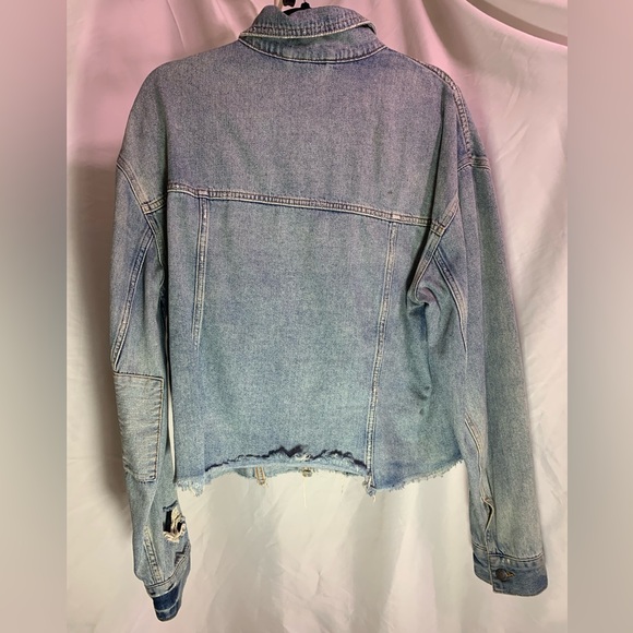 Free People Distressed Denim Jacket L - Picture 2 of 4
